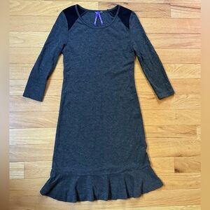 Seraphine Charcoal Gray Midi Ruffle Hem Dress